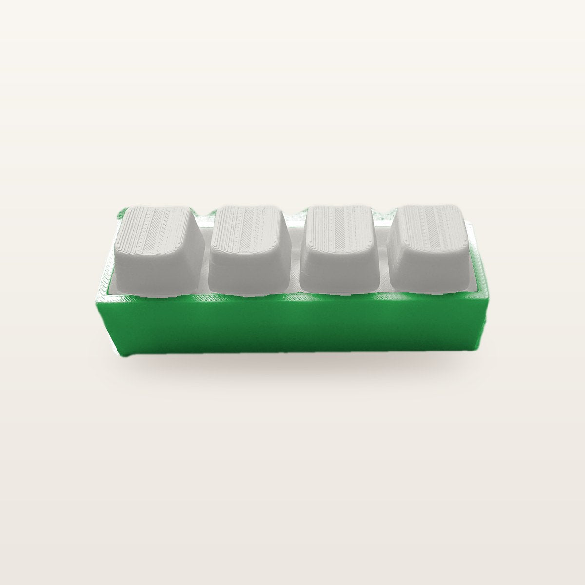 Clickey Royal Four met groene basis en mat witte keycaps