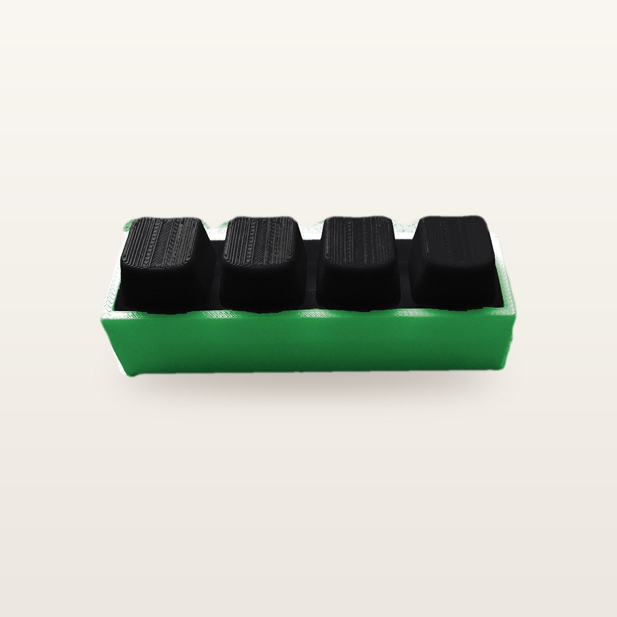 Clickey Royal Four met groene basis en zwarte keycaps