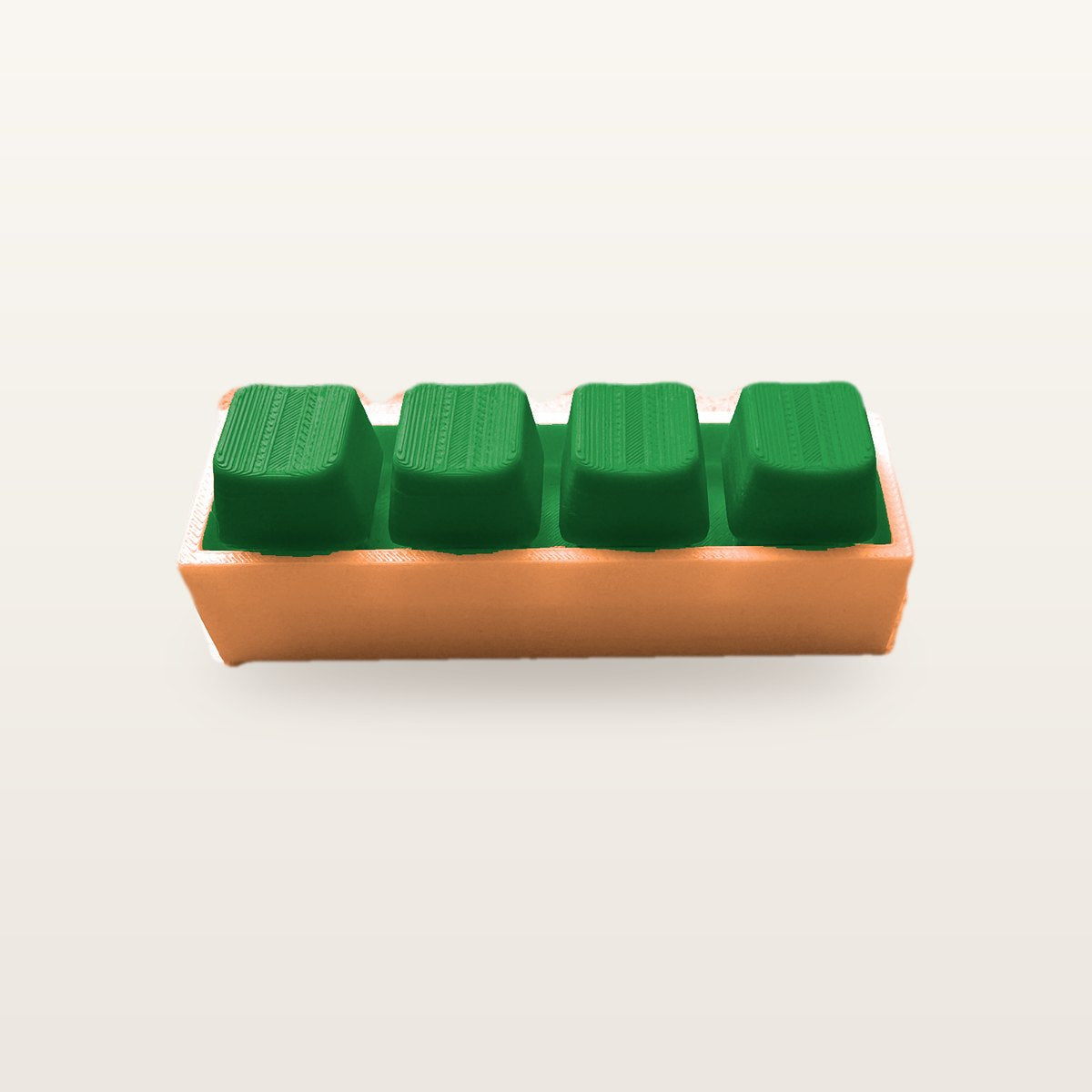 Clickey Royal Four met oranje basis en groene keycaps