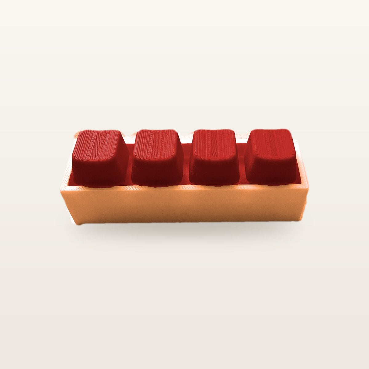 Clickey Royal Four met oranje basis en rode keycaps