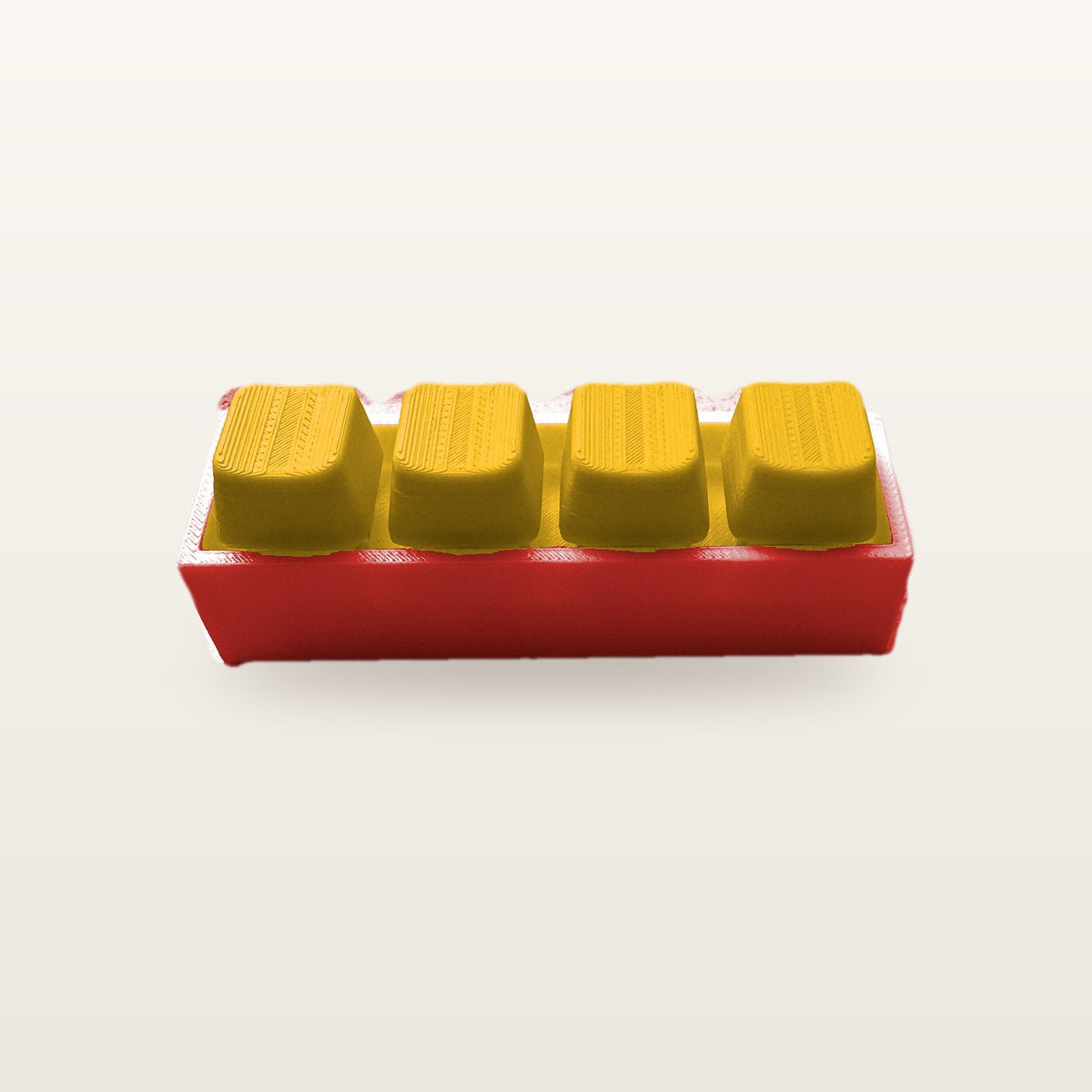 Clickey Royal Four met rode basis en gele keycaps