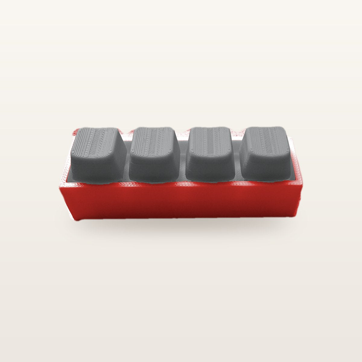 Clickey Royal Four met rode basis en grijze keycaps