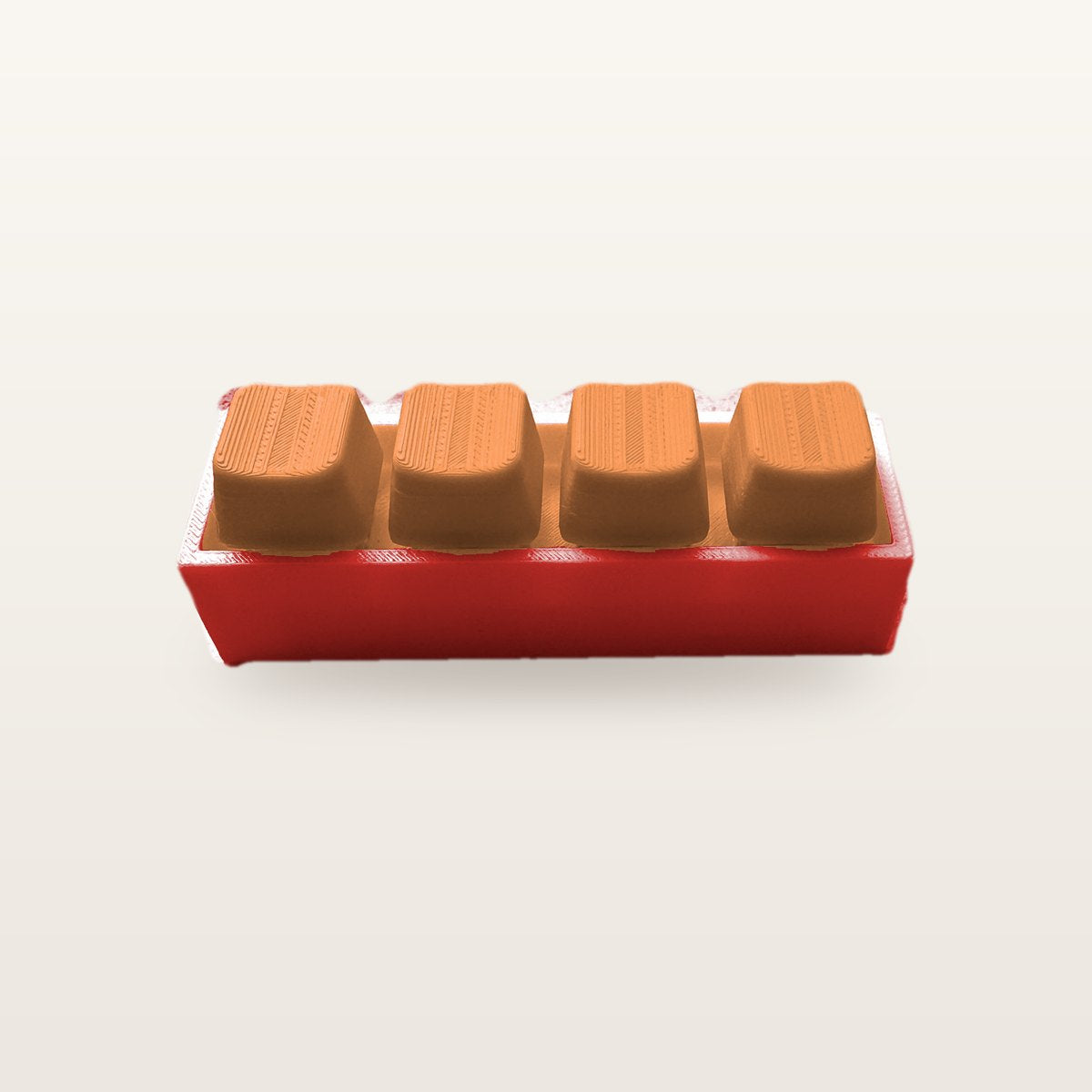 Clickey Royal Four met rode basis en oranje keycaps