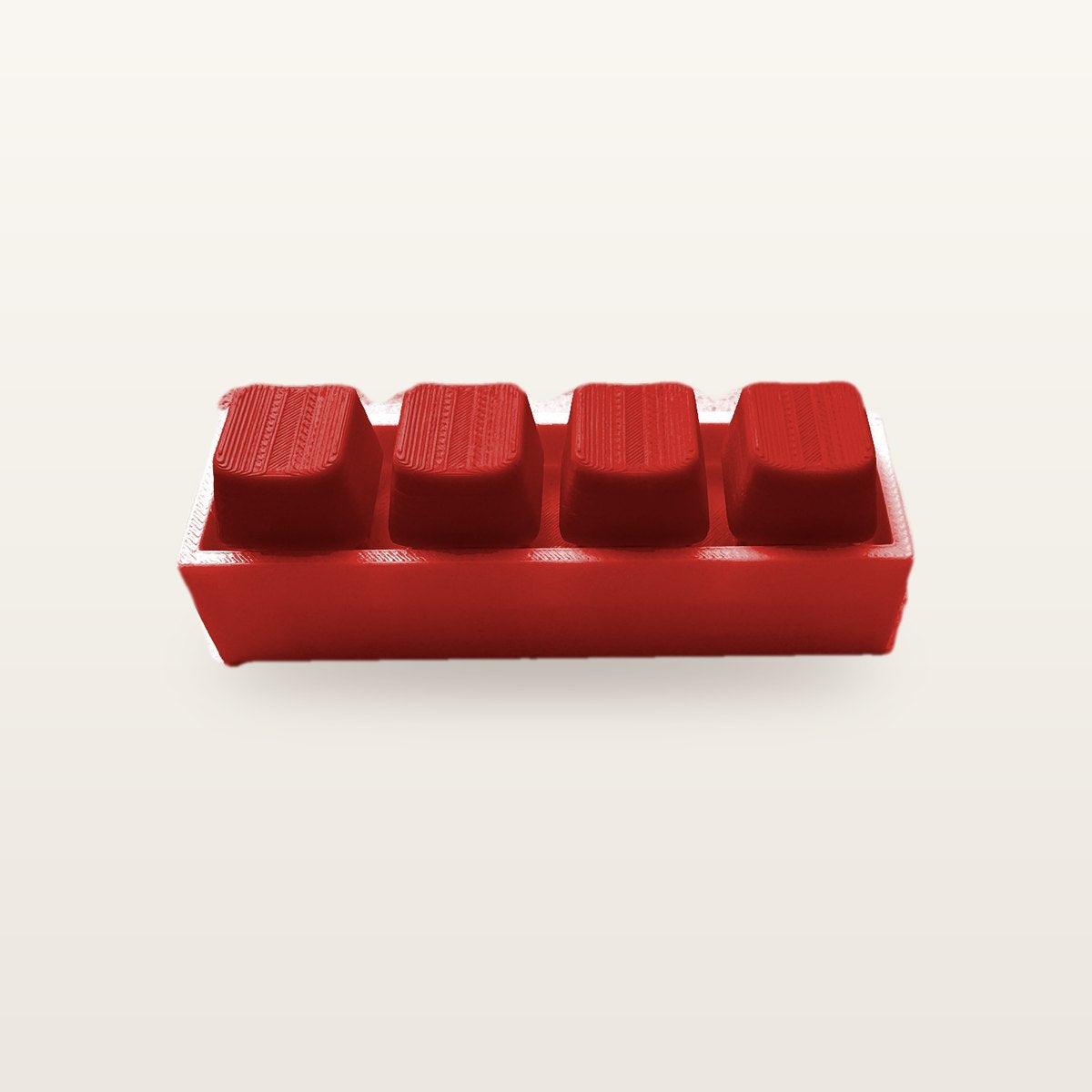 Clickey Royal Four met rode basis en rode keycaps