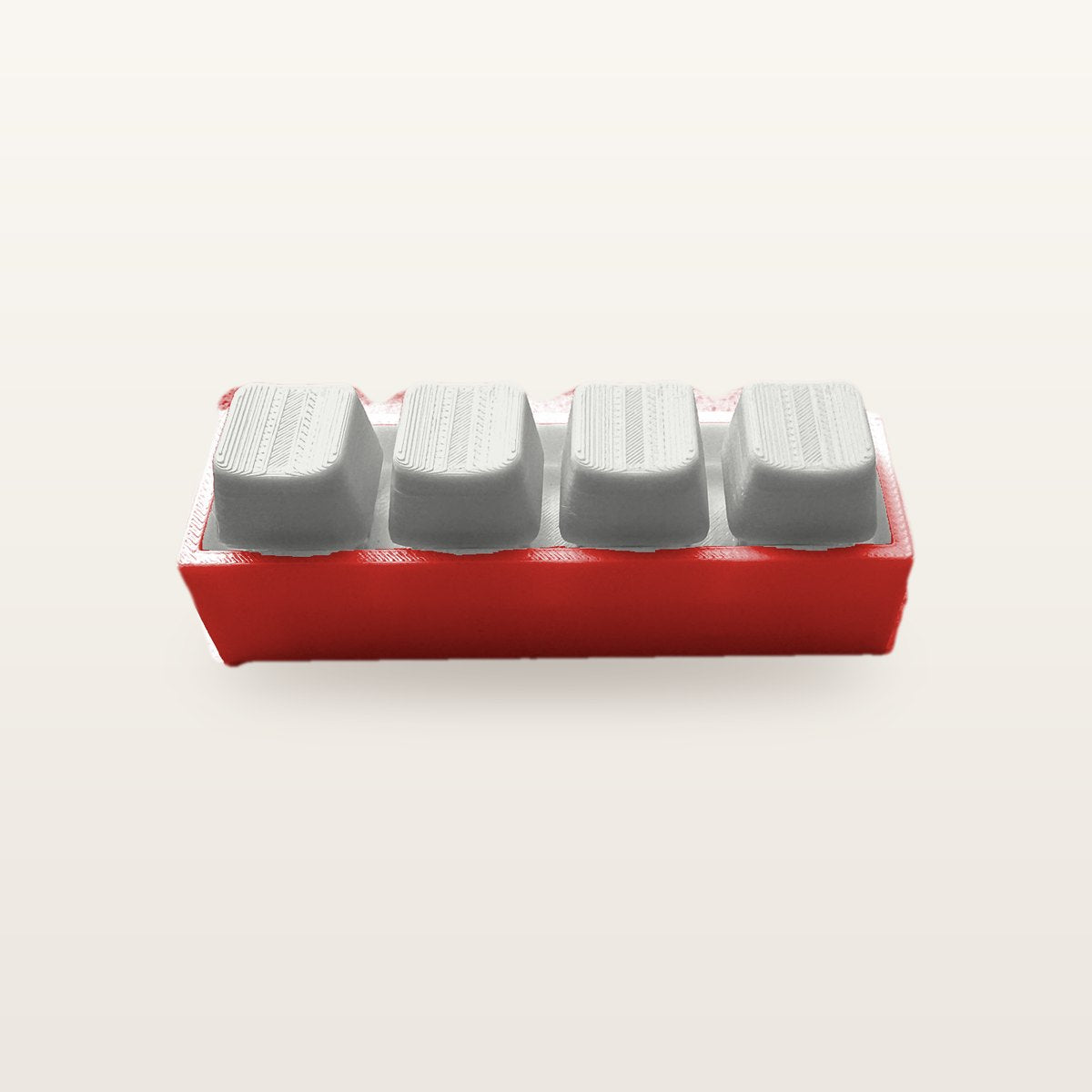 Clickey Royal Four met rode basis en witte keycaps