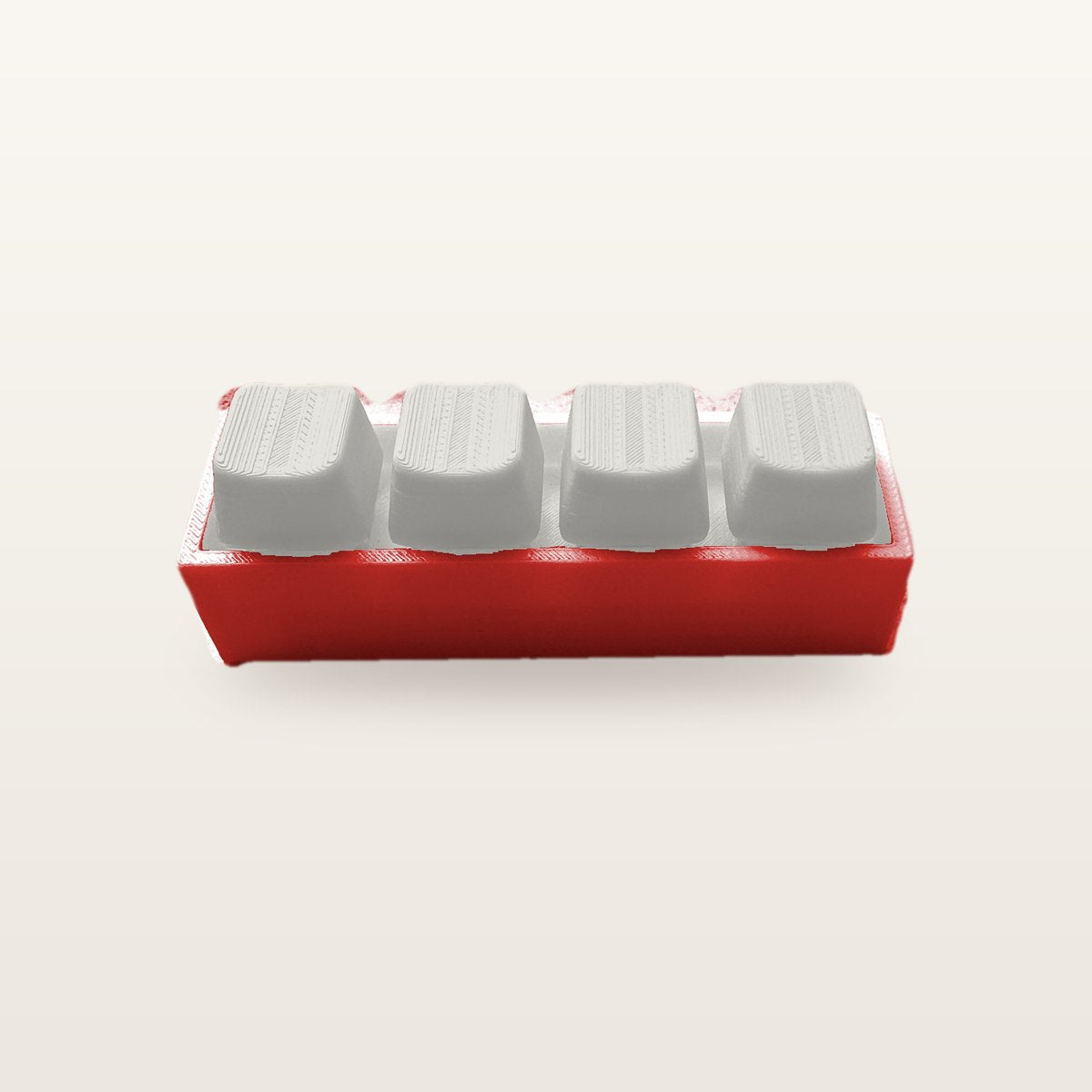 Clickey Royal Four met rode basis en mat witte keycaps