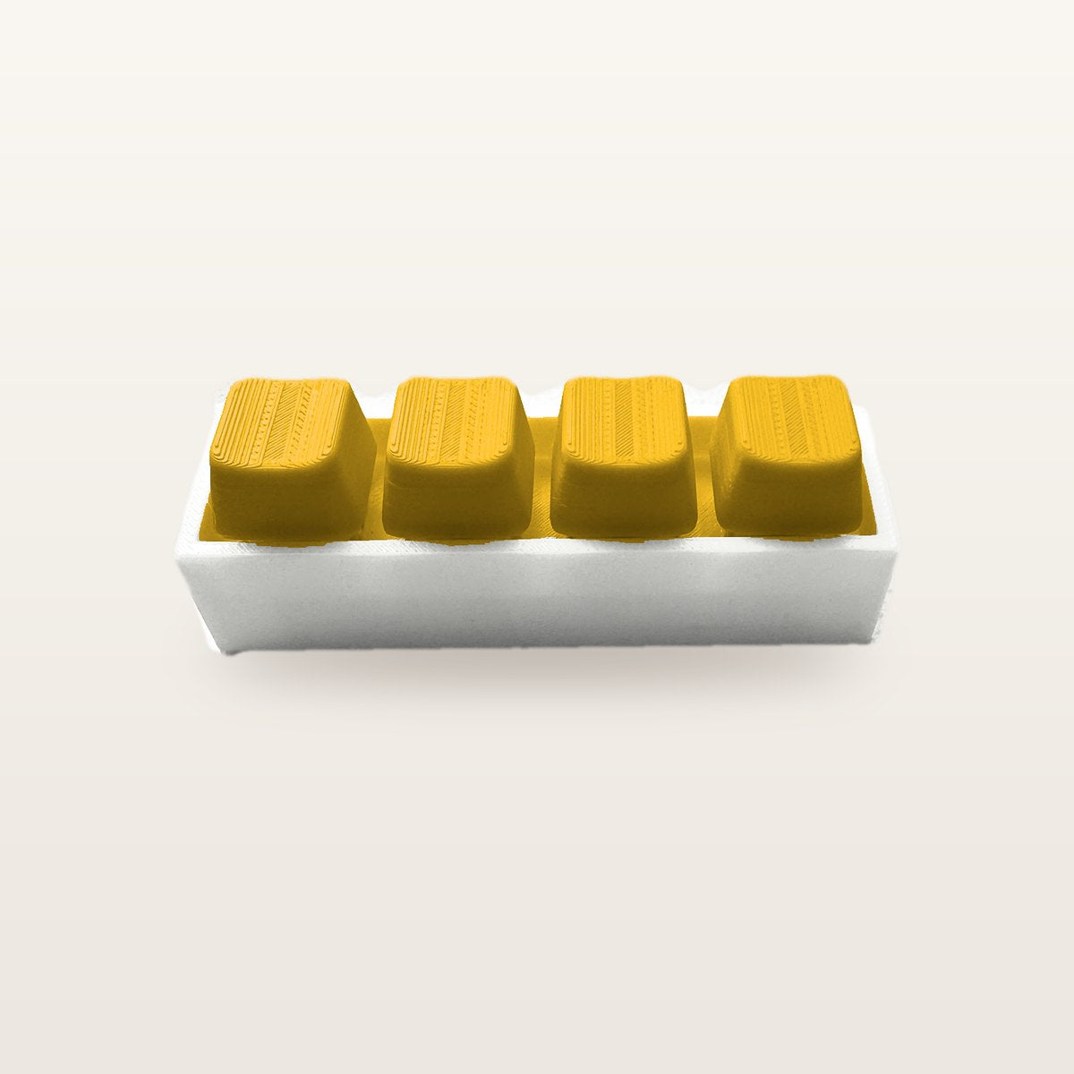 Clickey Royal Four met witte basis en gele keycaps