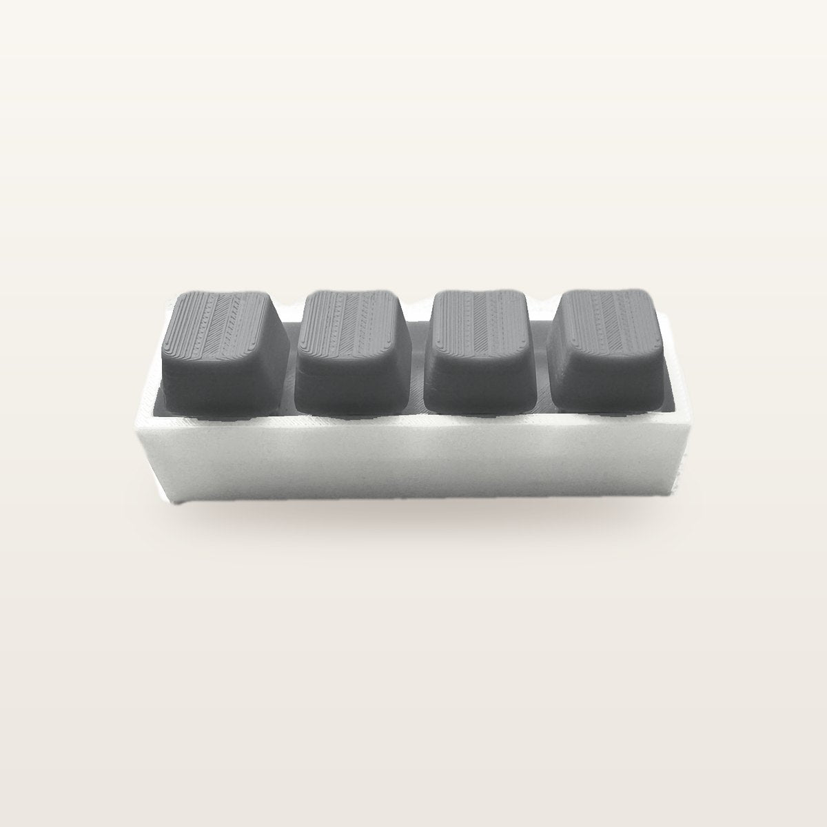 Clickey Royal Four met witte basis en grijze keycaps