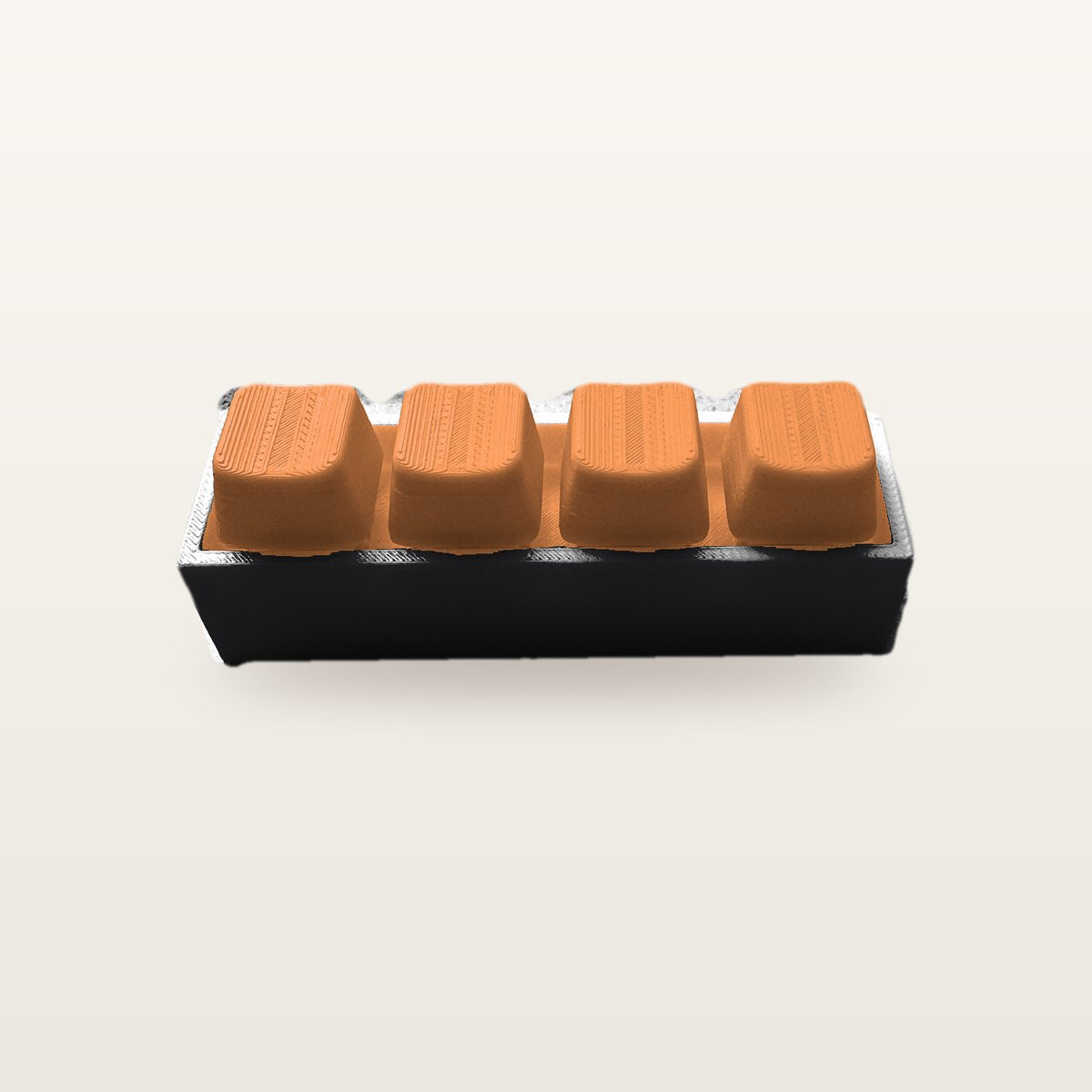Clickey Royal Four met zwarte basis en oranje keycaps