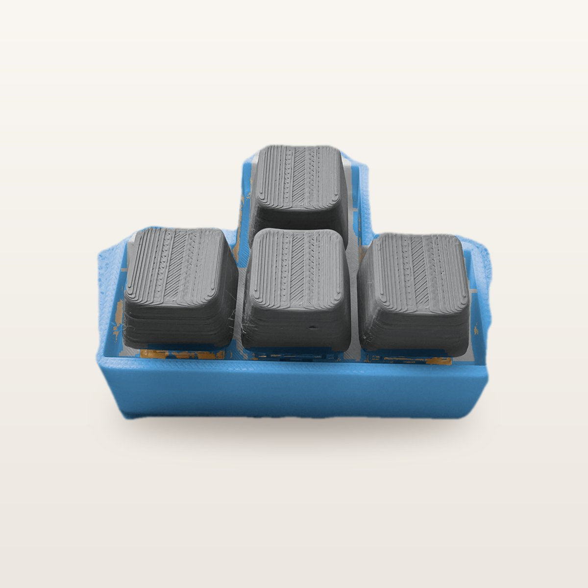 Clickey WASD met blauwe basis en grijze keycaps
