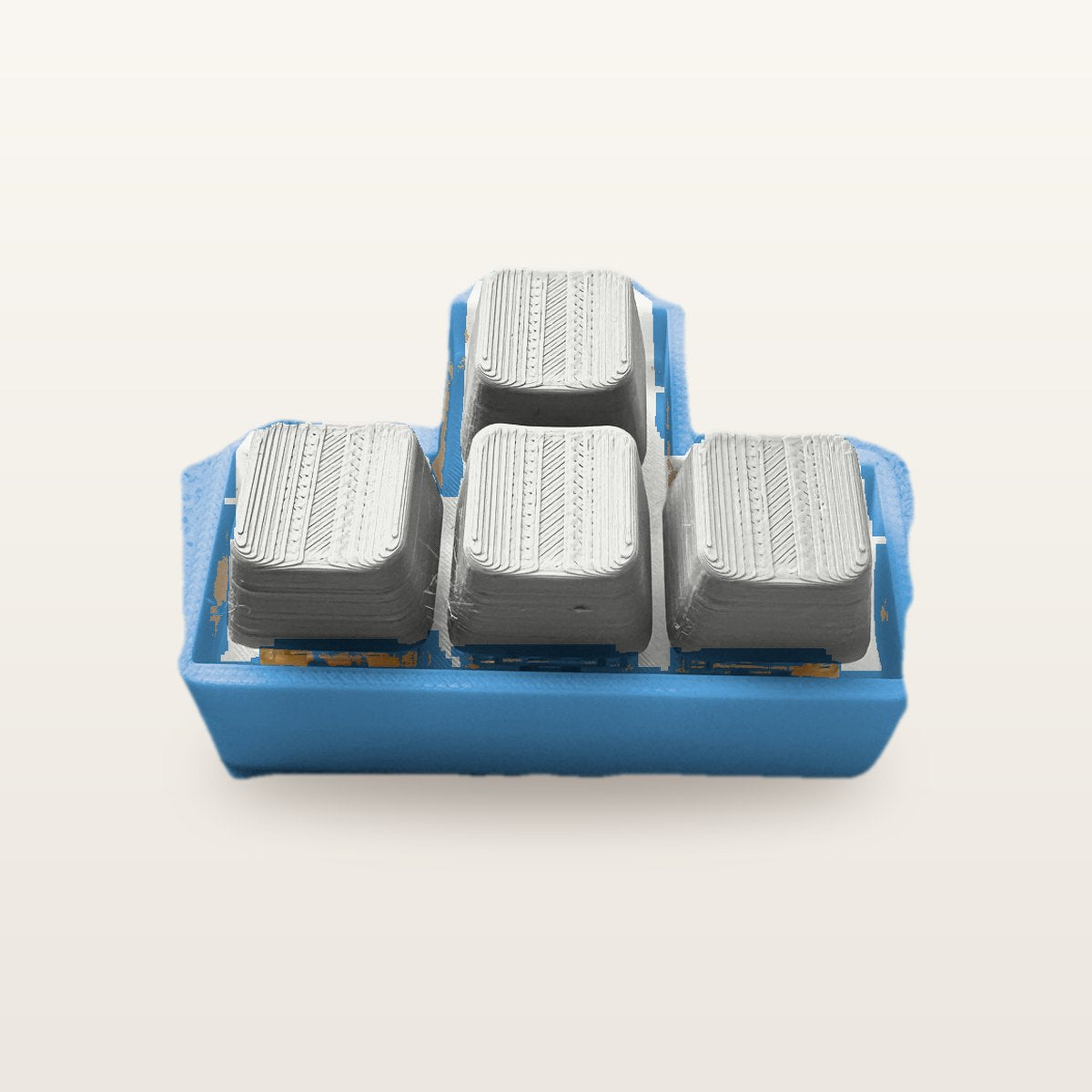 Clickey WASD met blauwe basis en witte keycaps