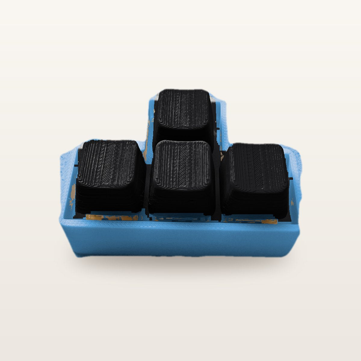 Clickey WASD met blauwe basis en zwarte keycaps