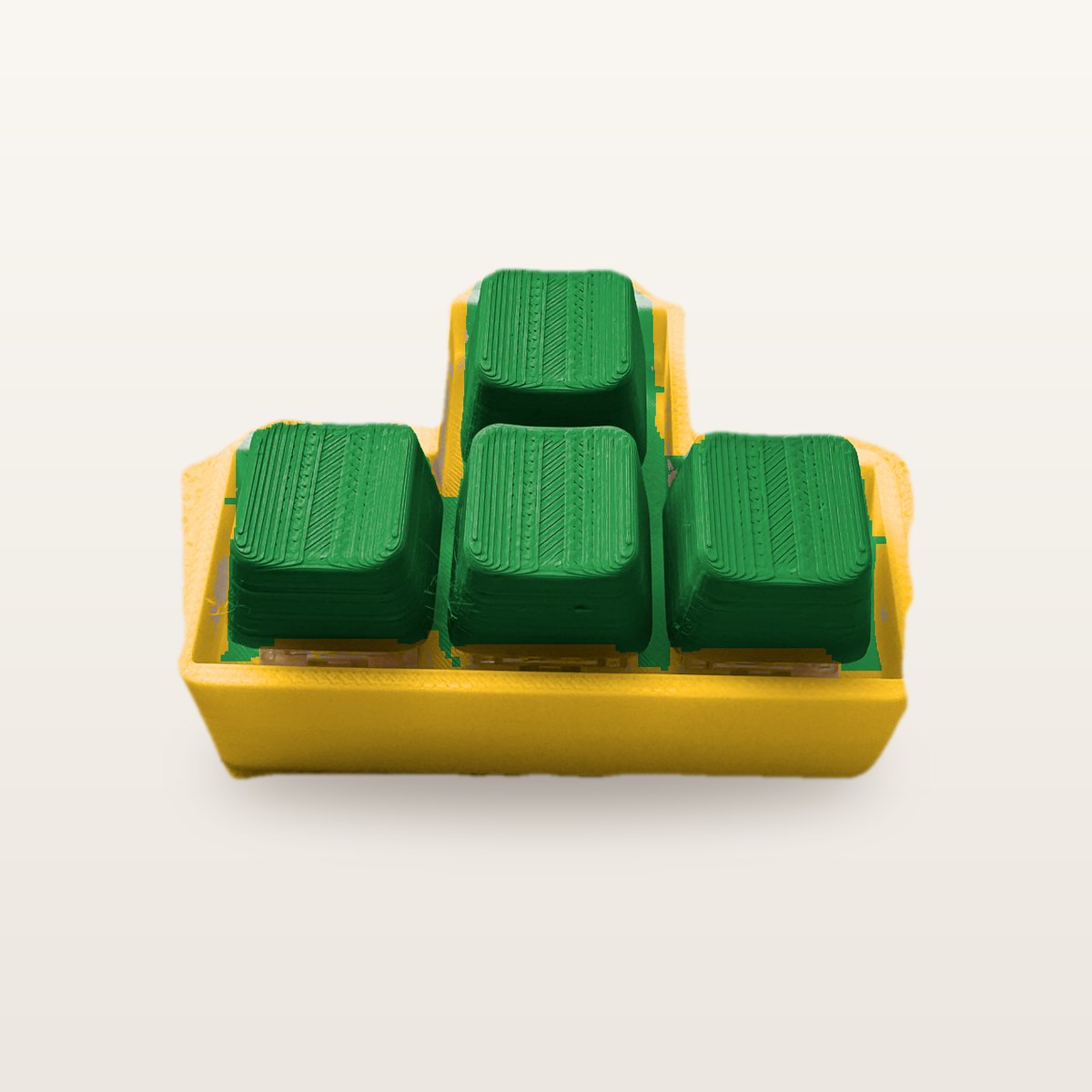 Clickey WASD met gele basis en groene keycaps