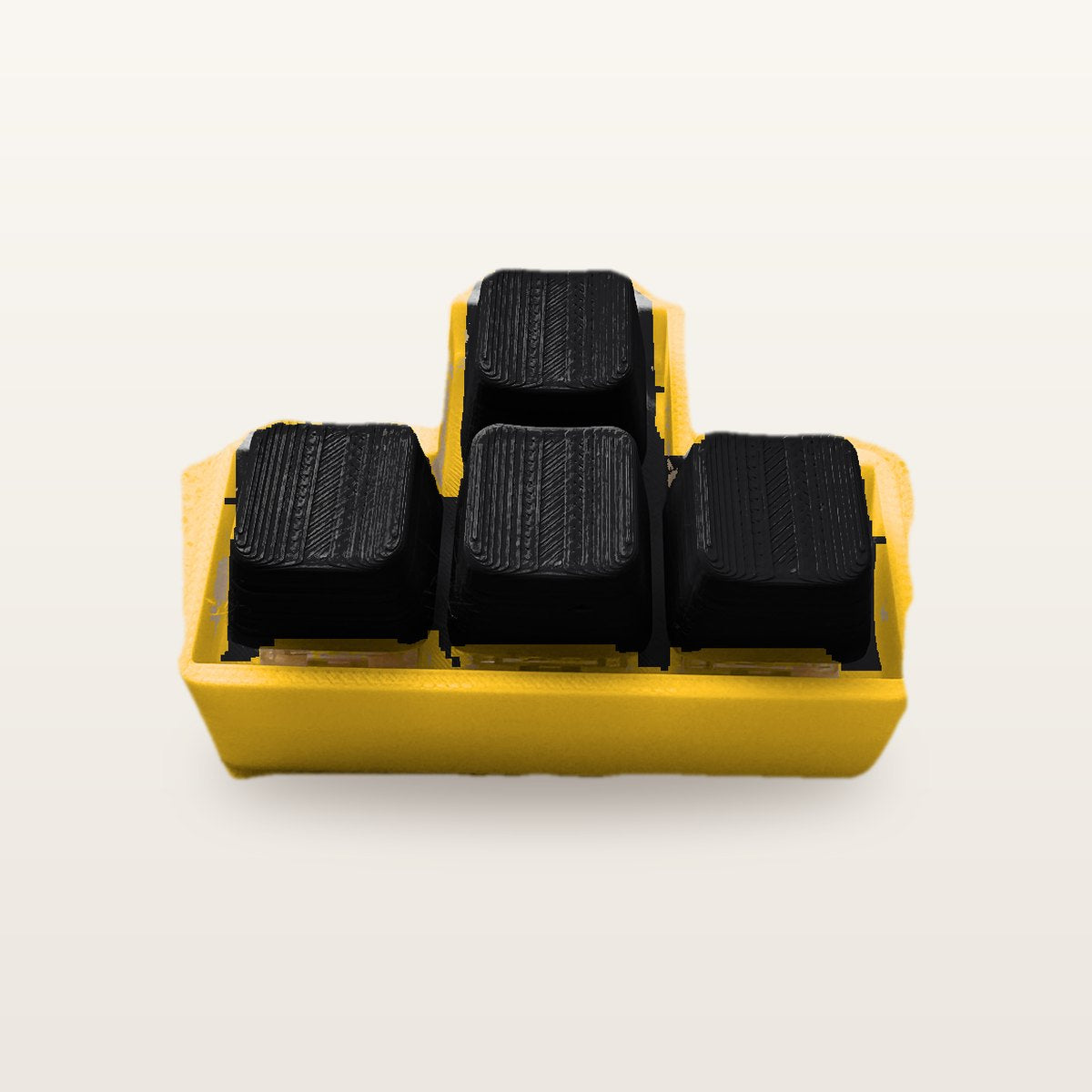 Clickey WASD met gele basis en zwarte keycaps