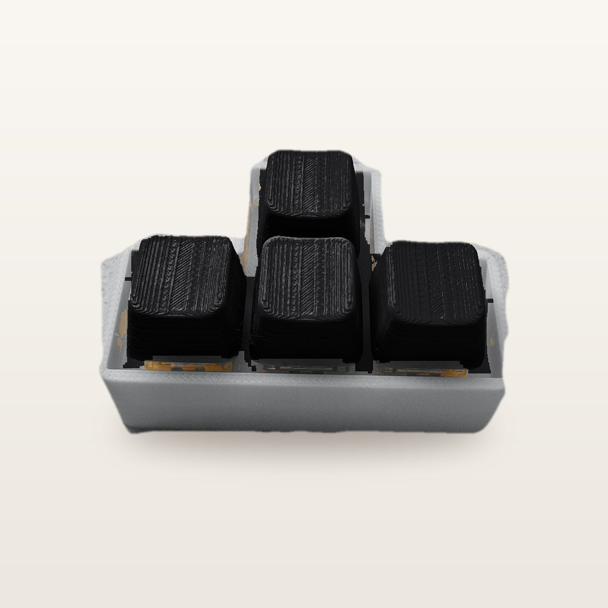 Clickey WASD met grijze basis en zwarte keycaps