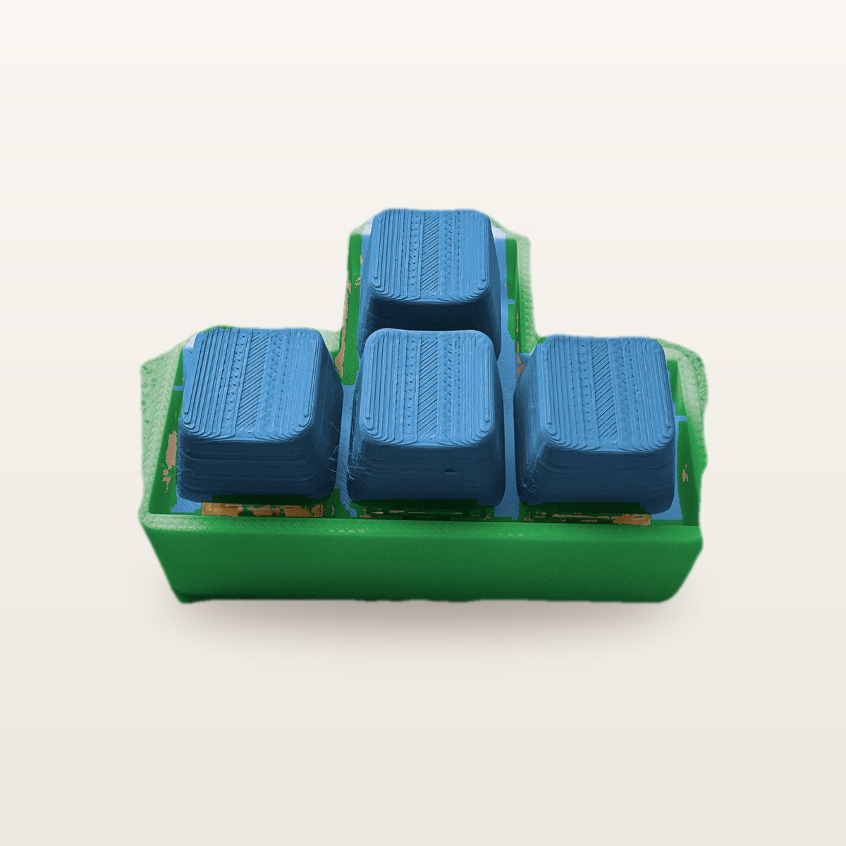 Clickey WASD met groene basis en blauwe keycaps