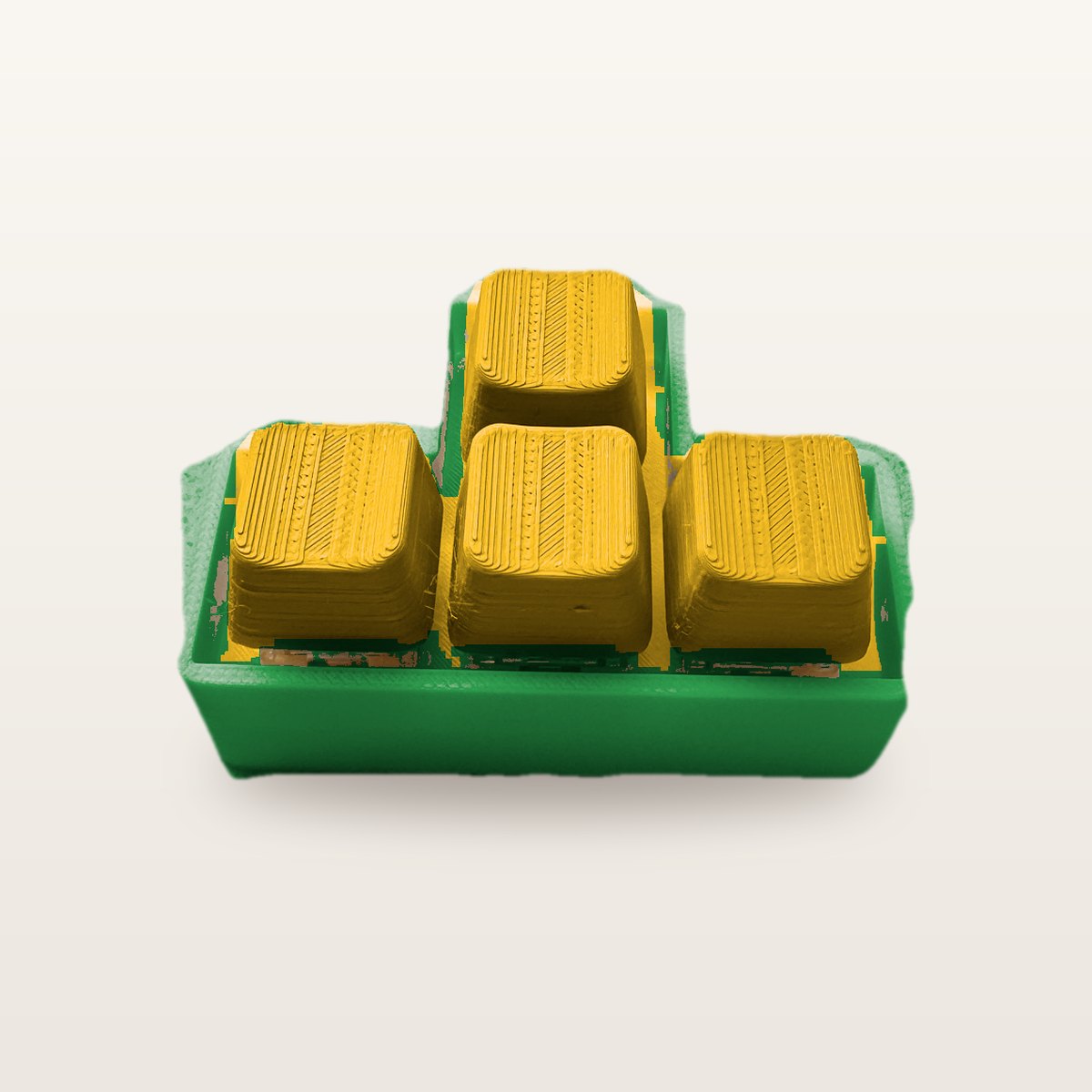 Clickey WASD met groene basis en gele keycaps