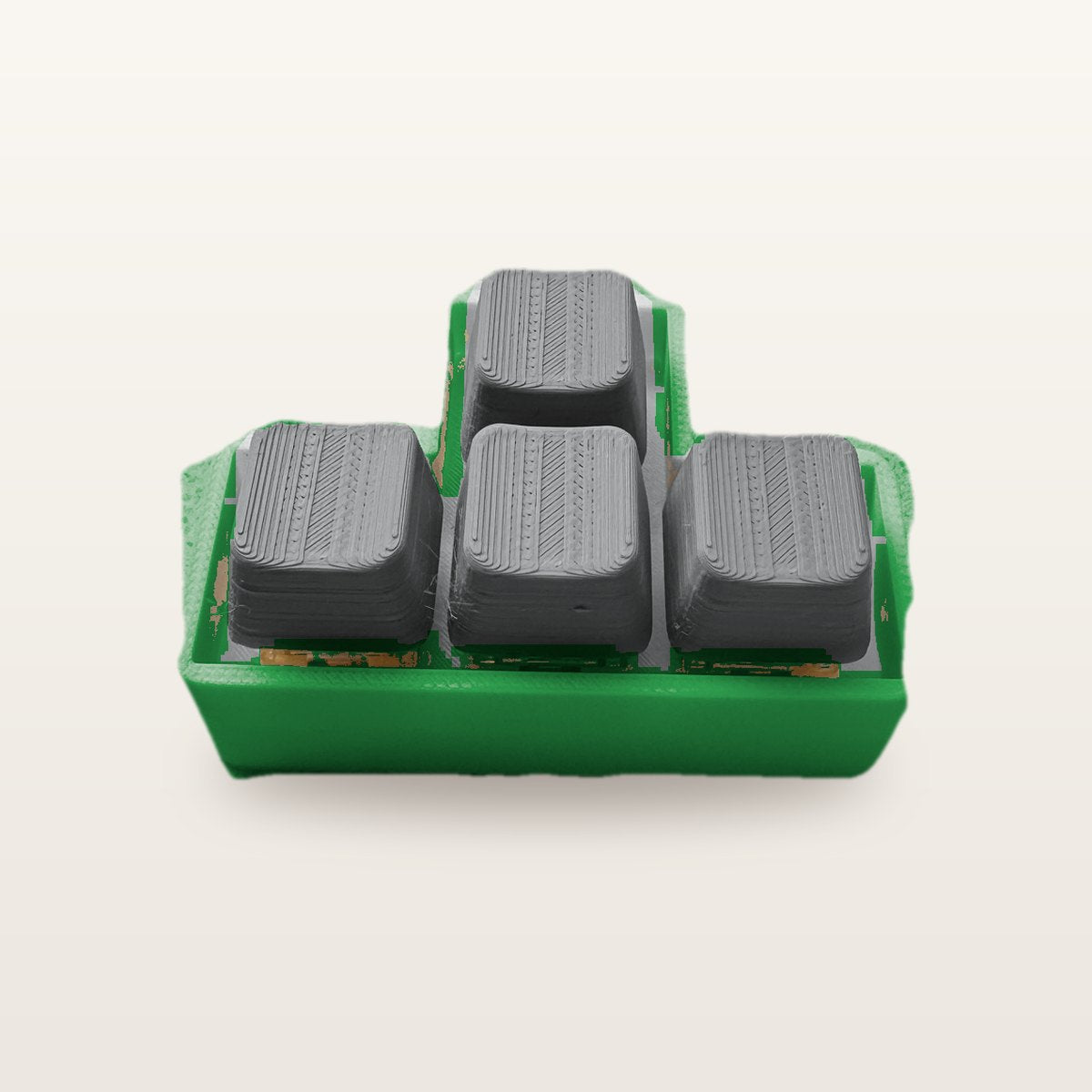 Clickey WASD met groene basis en grijze keycaps