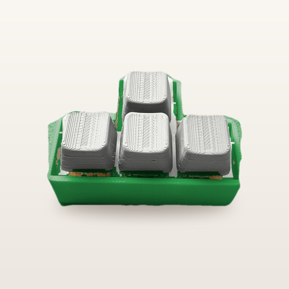 Clickey WASD met groene basis en witte keycaps