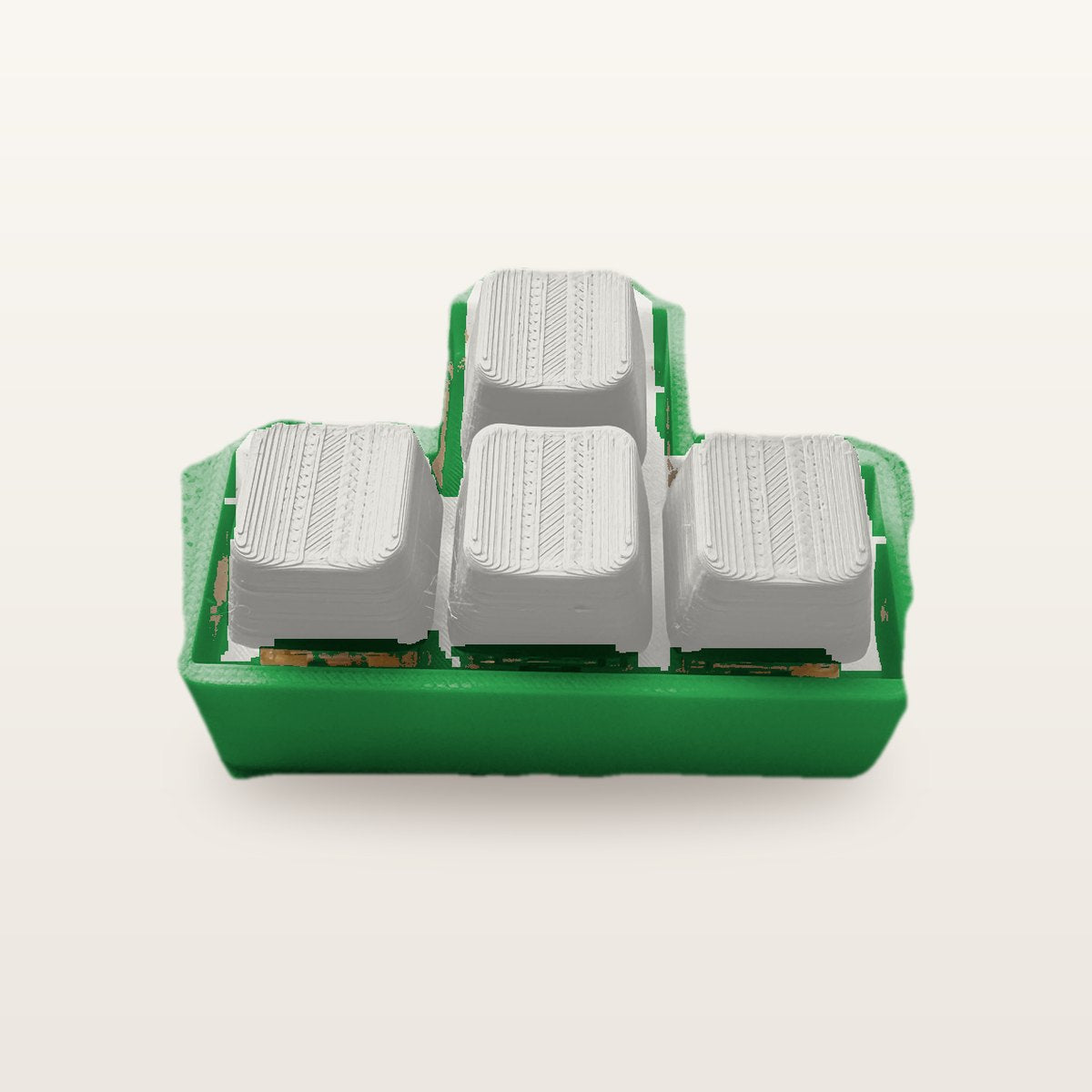 Clickey WASD met groene basis en mat witte keycaps