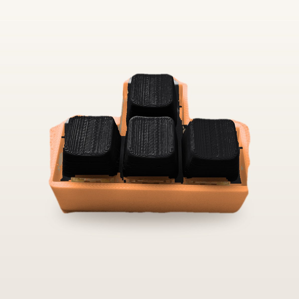 Clickey WASD met oranje basis en zwarte keycaps