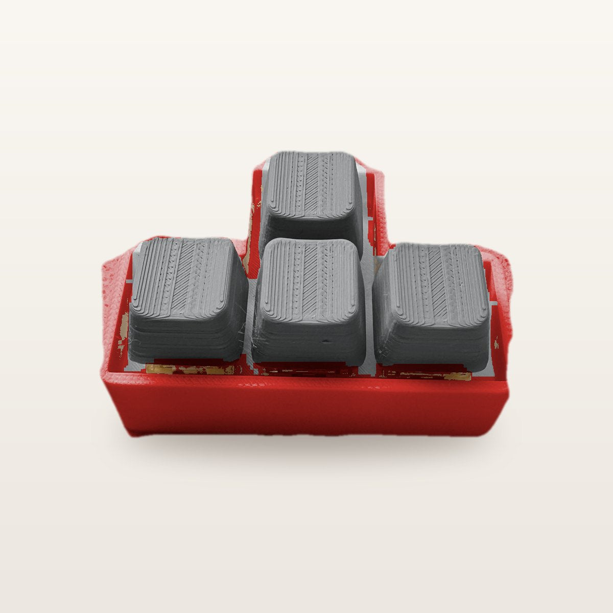 Clickey WASD met rode basis en grijze keycaps