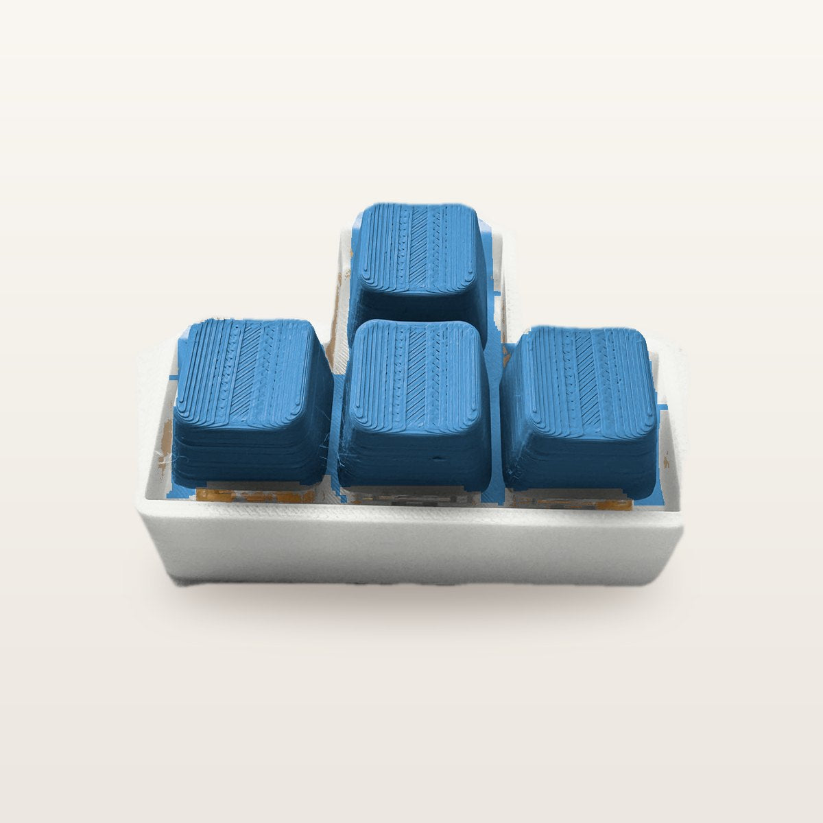 Clickey WASD met witte basis en blauwe keycaps