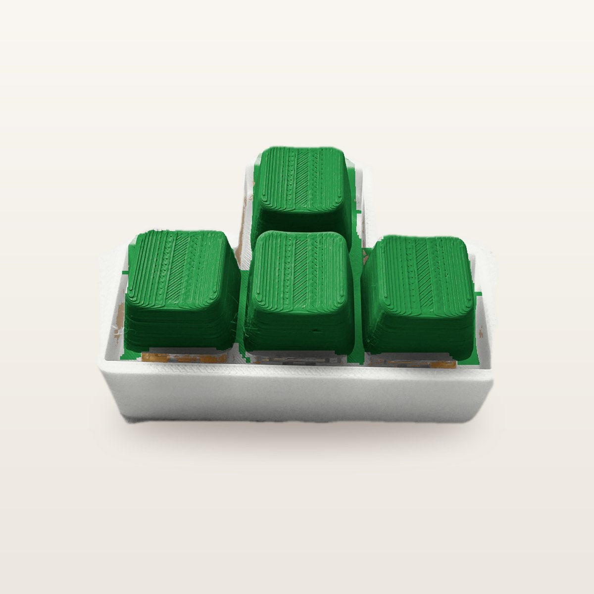 Clickey WASD met witte basis en groene keycaps