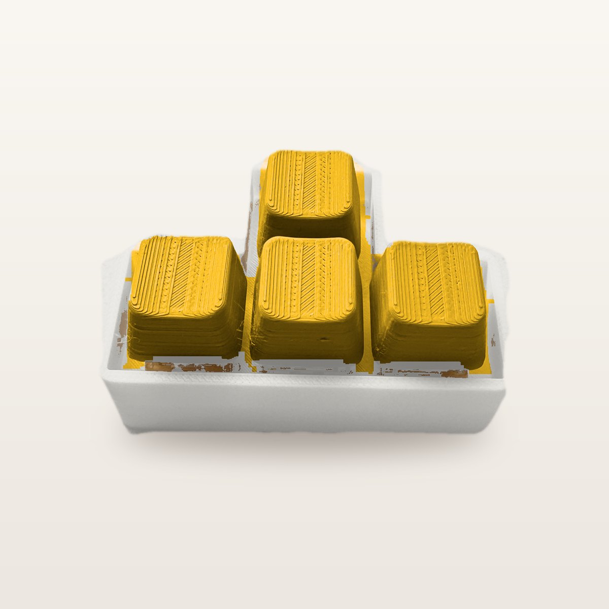 Clickey WASD met mat witte basis en gele keycaps