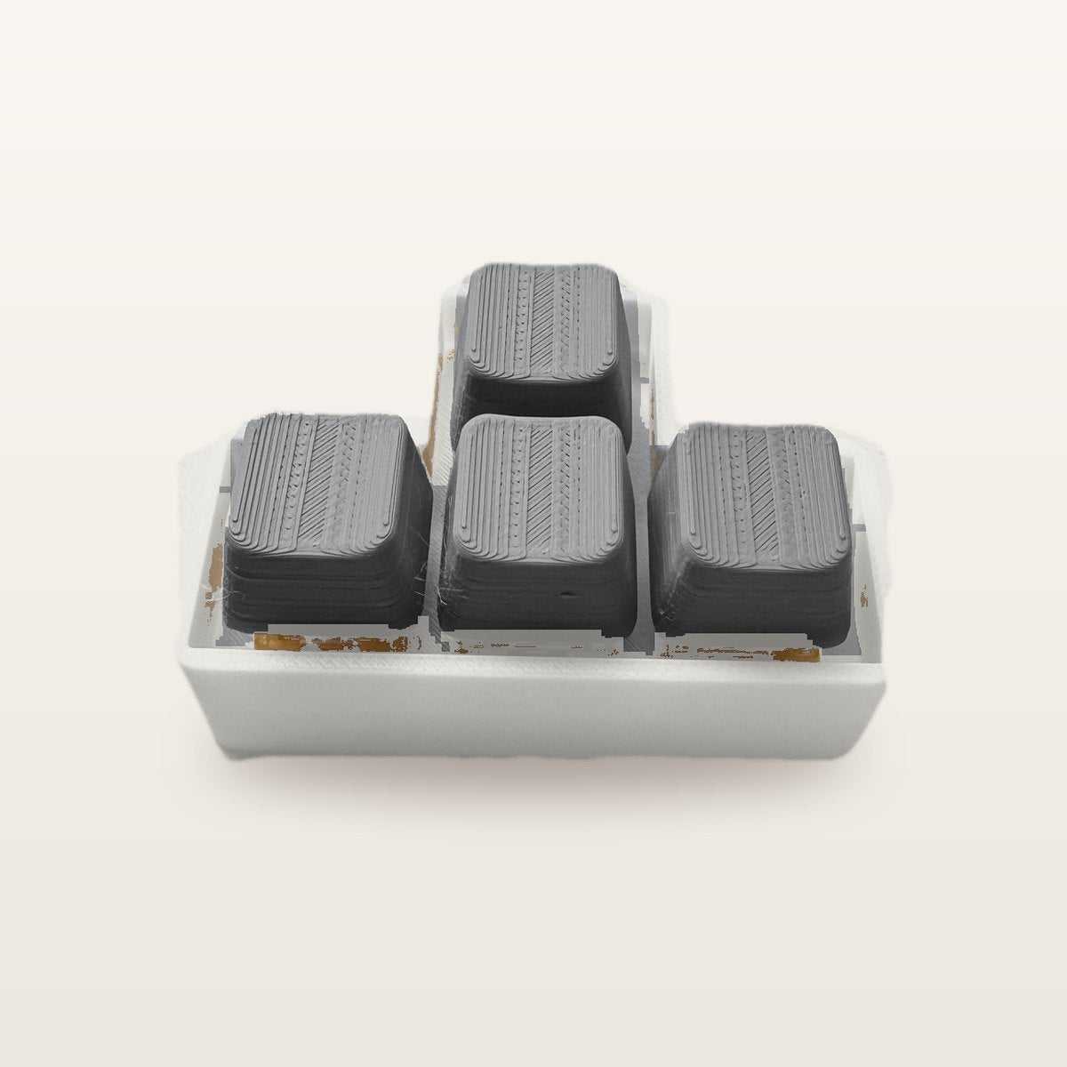 Clickey WASD met mat witte basis en grijze keycaps
