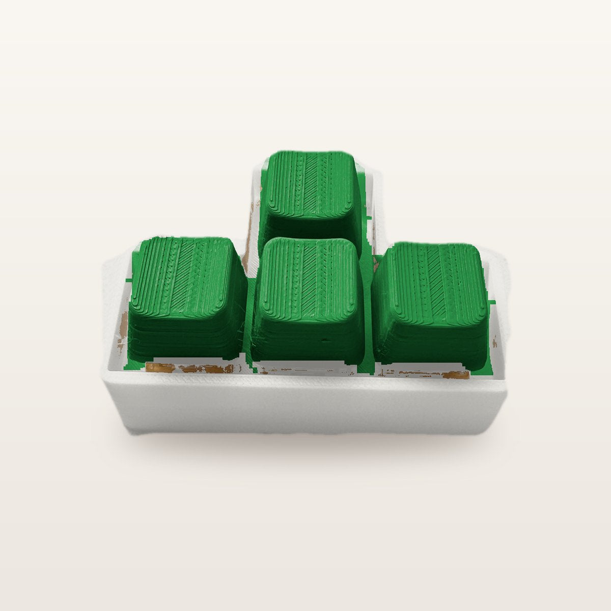 Clickey WASD met mat witte basis en groene keycaps