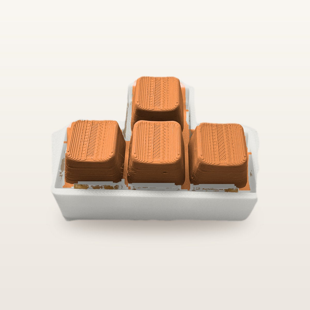 Clickey WASD met mat witte basis en oranje keycaps