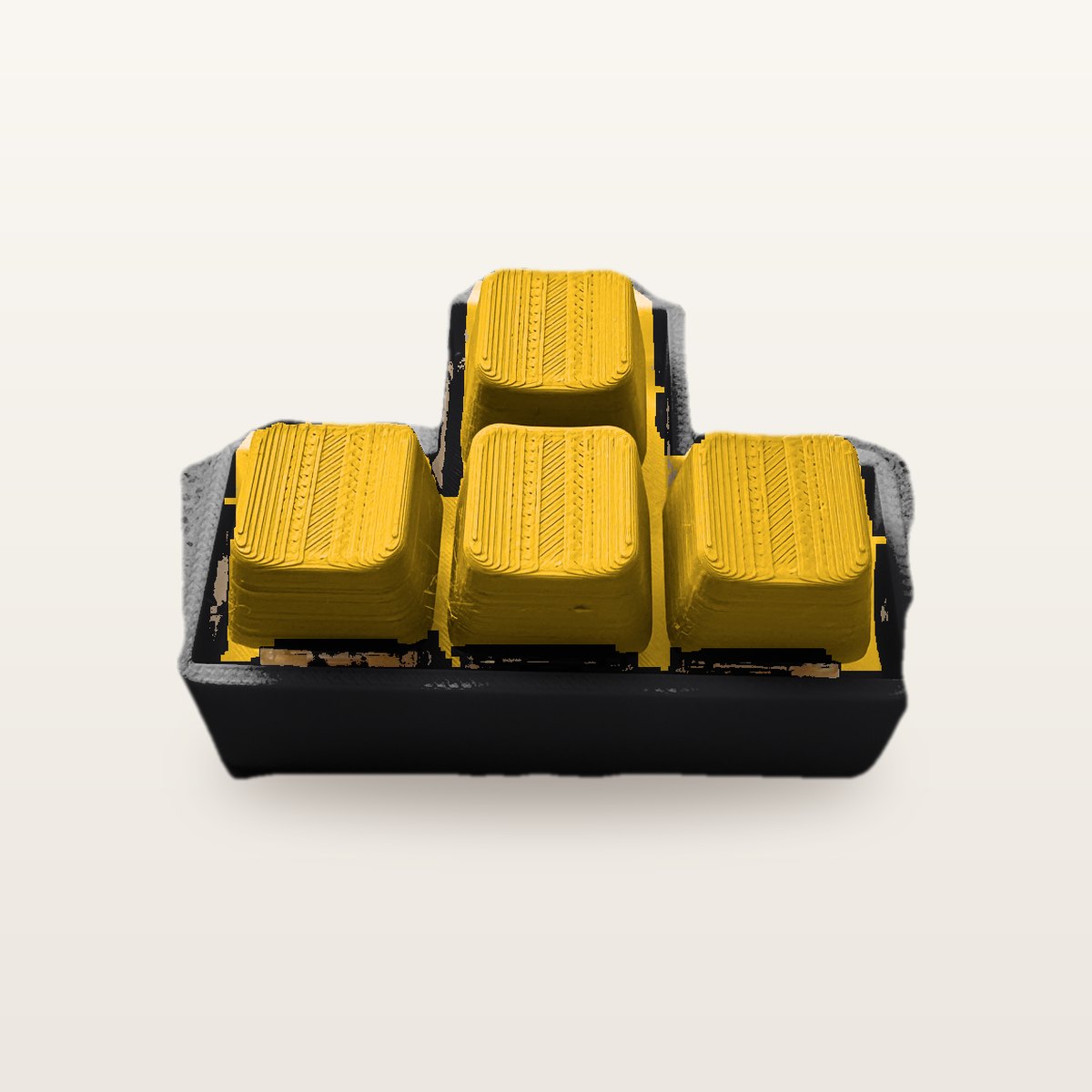 Clickey WASD met zwarte basis en gele keycaps