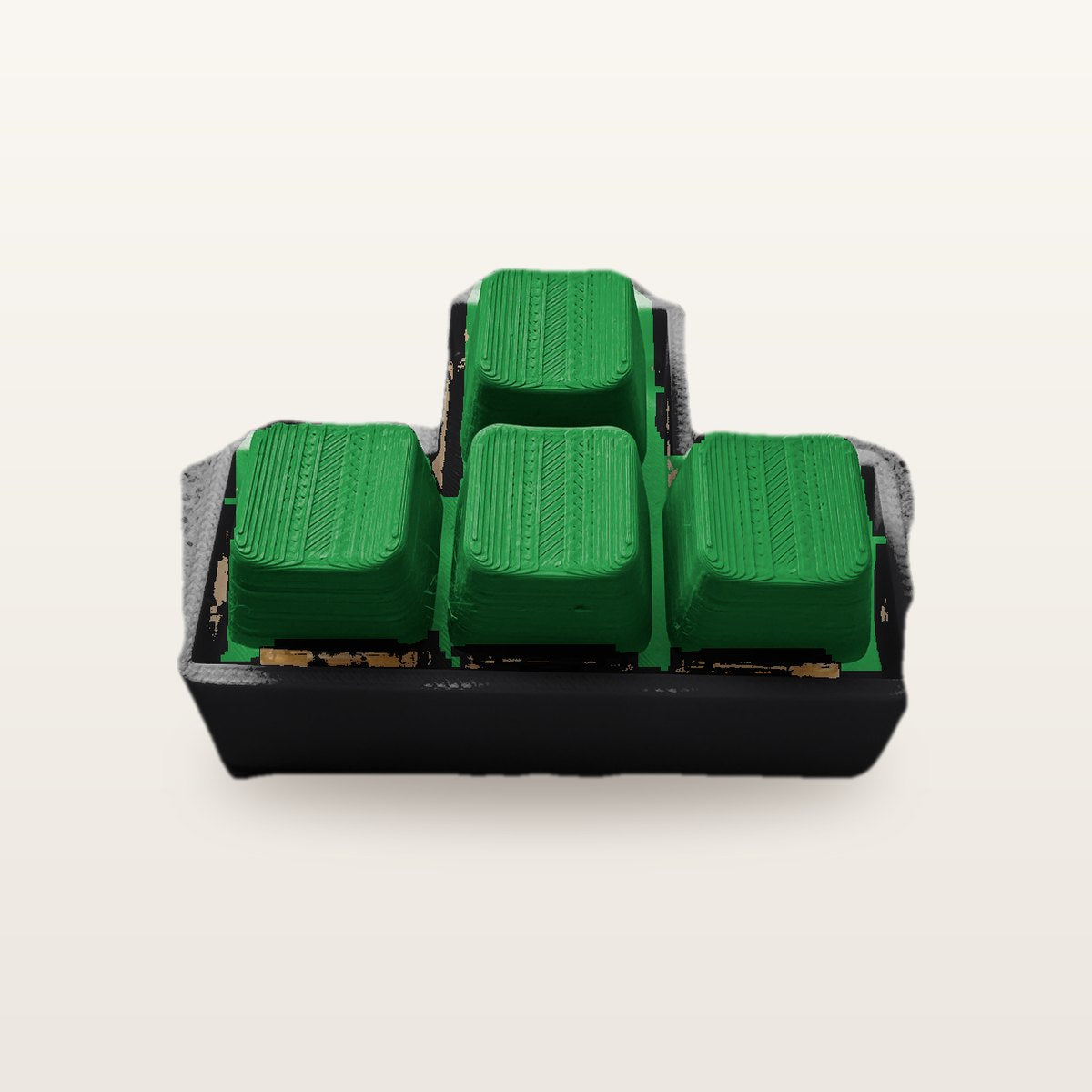 Clickey WASD met zwarte basis en groene keycaps