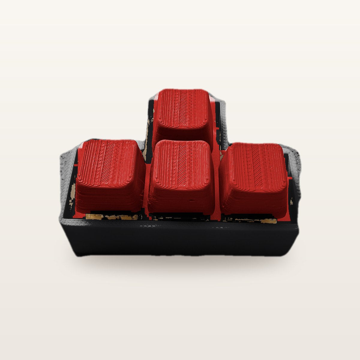 Clickey WASD met zwarte basis en rode keycaps
