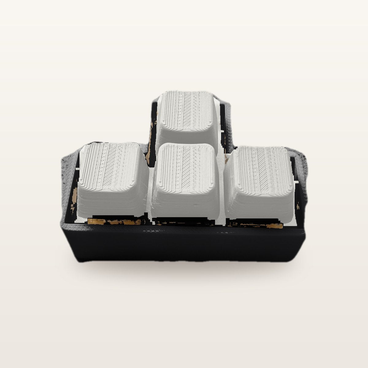 Clickey WASD met zwarte basis en mat witte keycaps